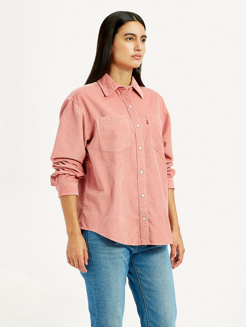 Women's Solid Pink Regular Fit Shirt - Side View