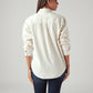 Women's Solid Off White Spread Collar Shirt - Back View