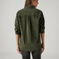 Women's Solid Olive Spread Collar Shirt - Back View