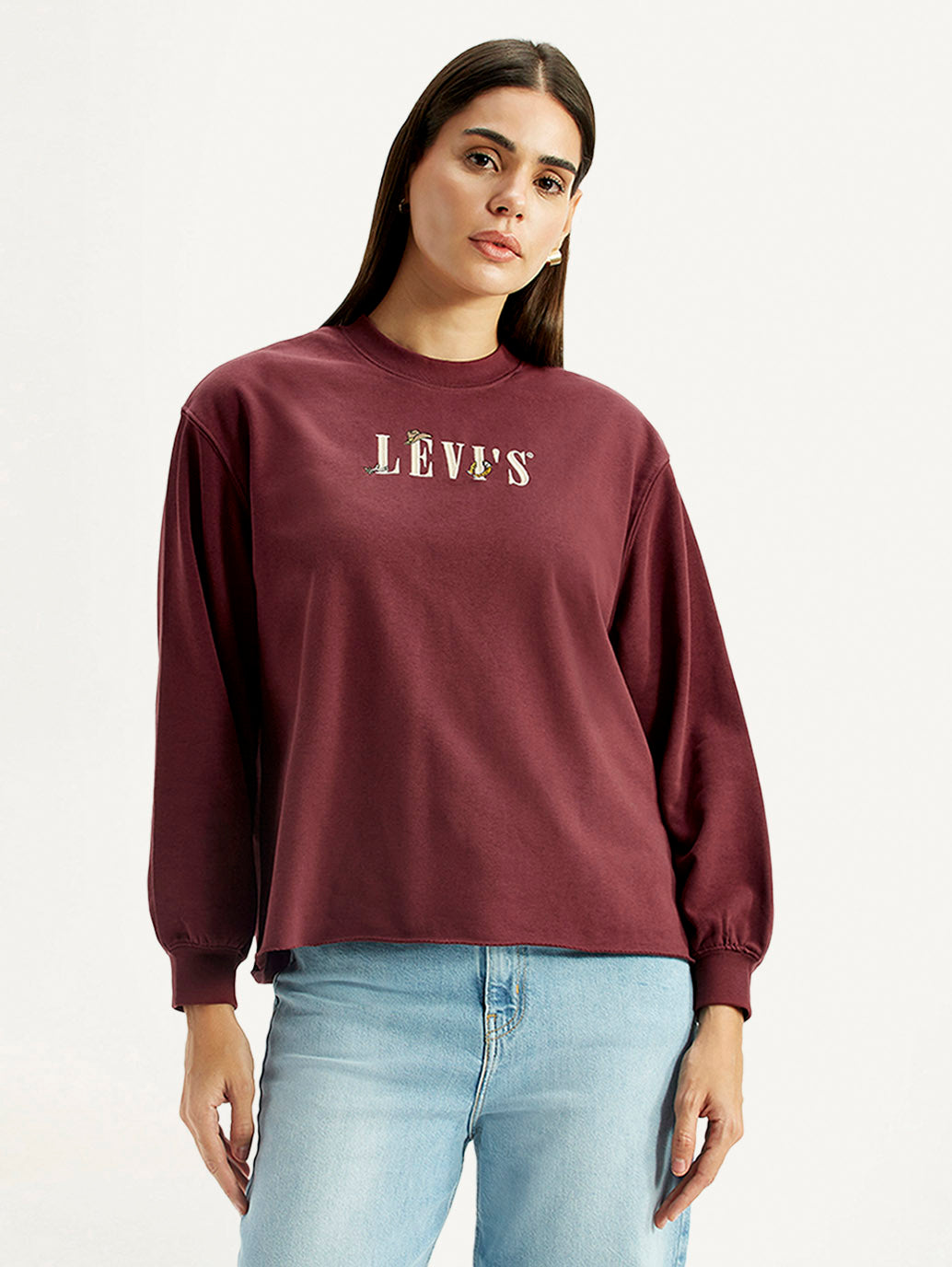 Women's Brand Logo Crew Neck Sweatshirt - Front View