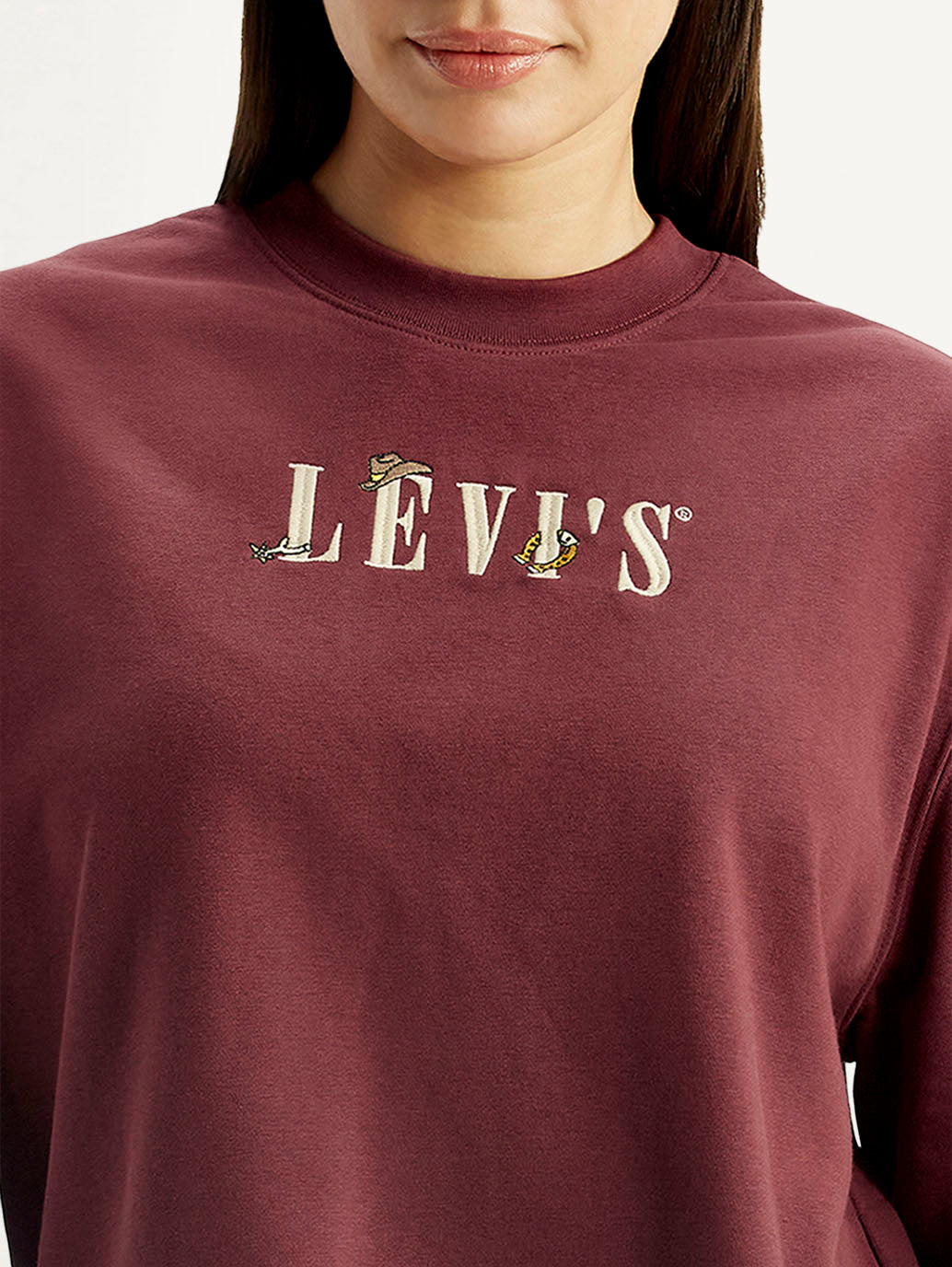 Women's Brand Logo Crew Neck Sweatshirt - Detail View