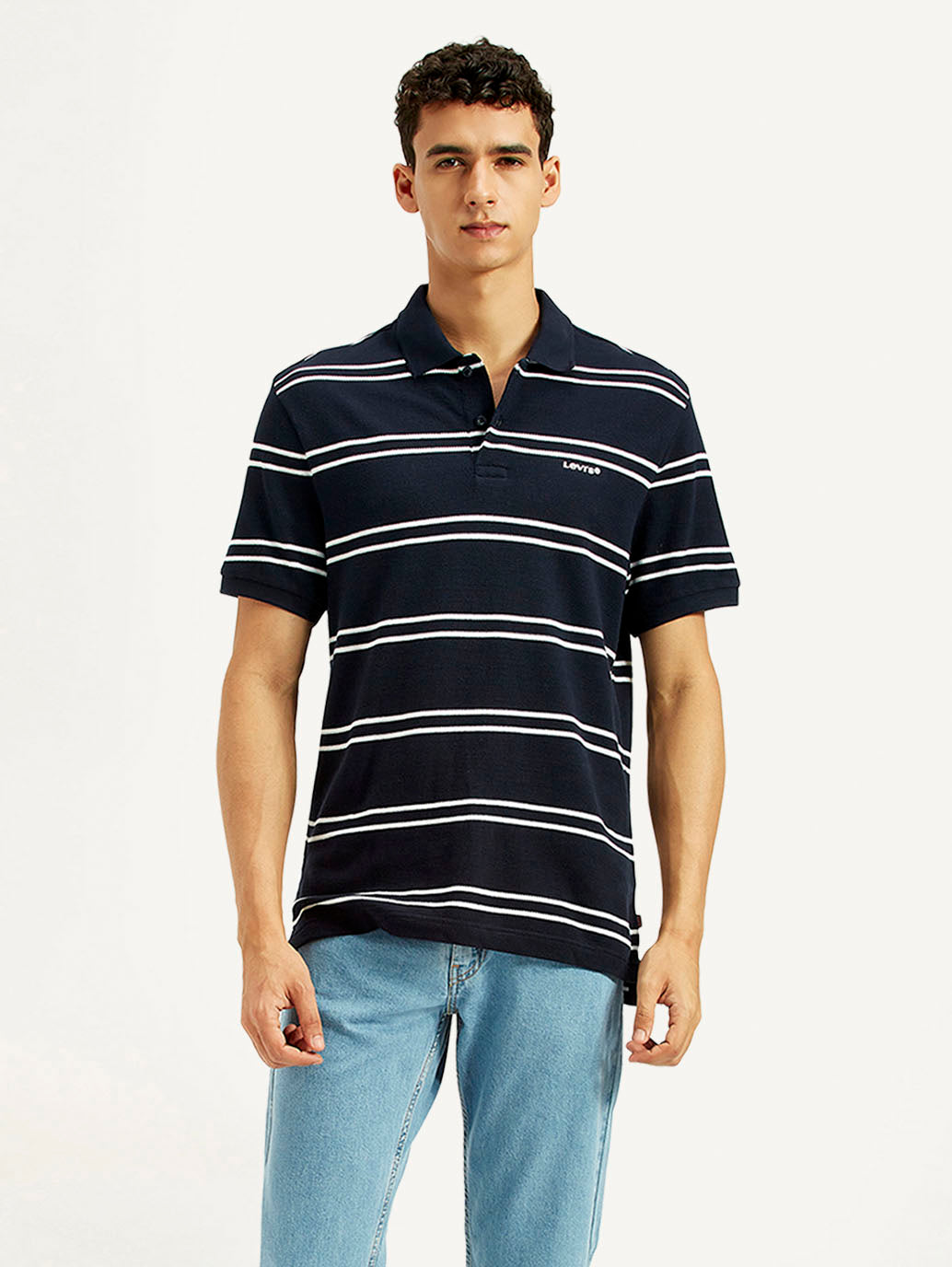 Men's Striped Slim Fit Polo T-shirt - Styleshot View