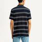 Men's Striped Slim Fit Polo T-shirt - Back View