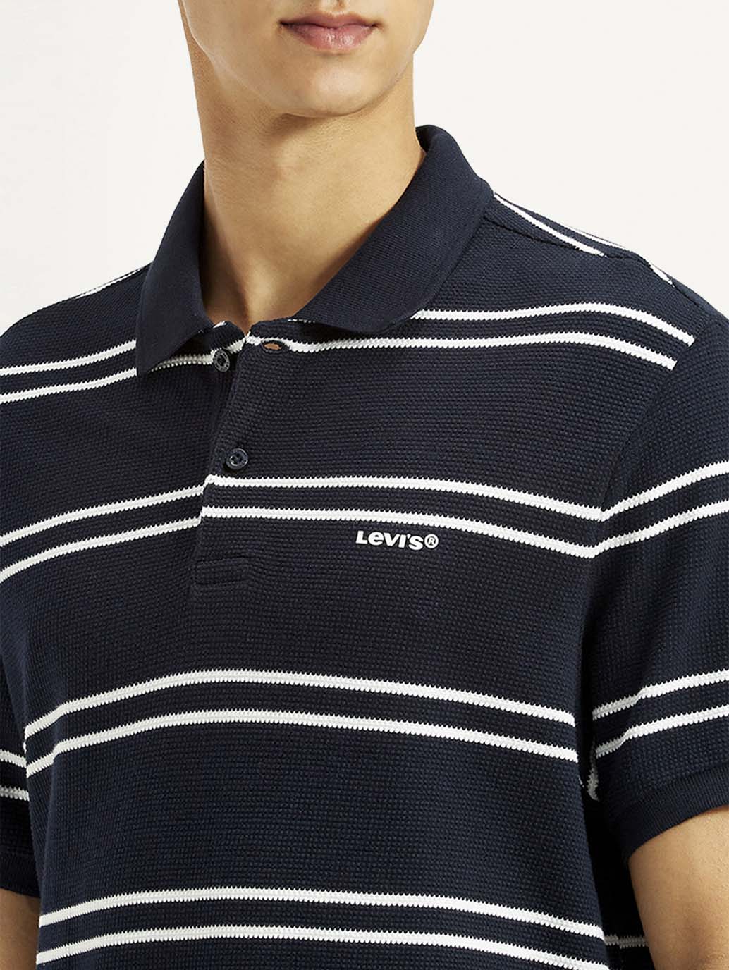 Men's Striped Slim Fit Polo T-shirt - Detail View