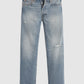 Men's 501 Blue Straight Fit Mid Rise Jeans - Front View