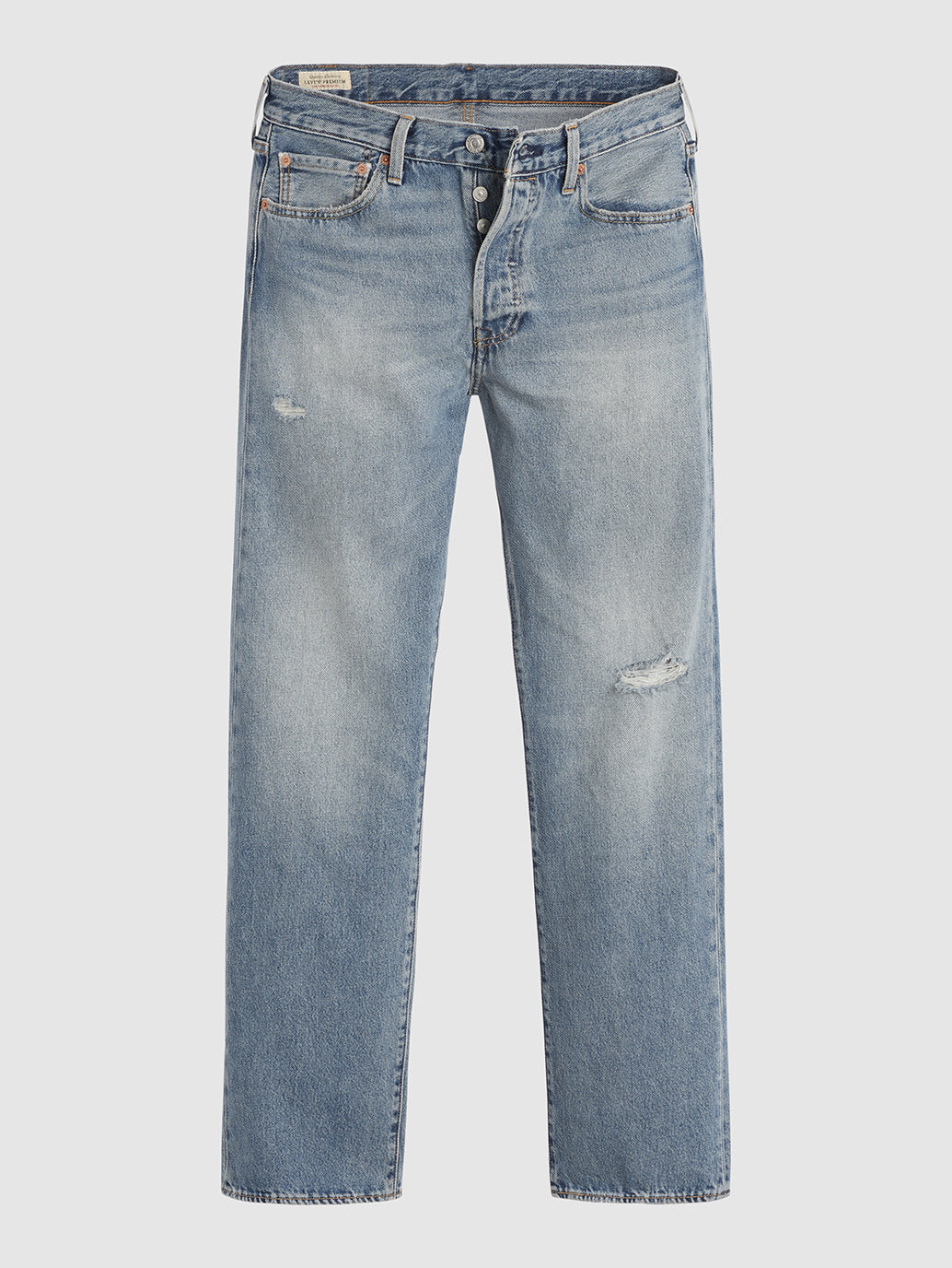 Men's 501 Blue Straight Fit Mid Rise Jeans - Front View