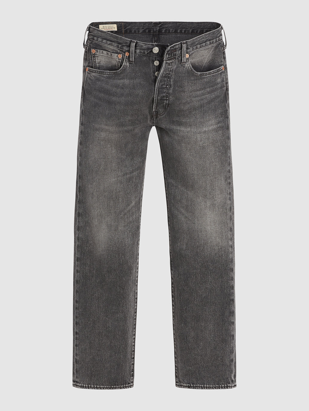 Men's 501 Grey Straight Fit Mid Rise Jeans - Front View