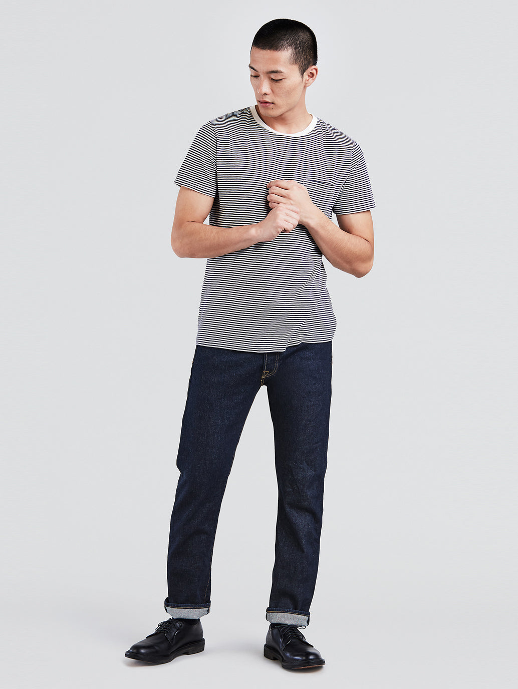 Men's 501 Blue Straight Fit Mid Rise Jeans