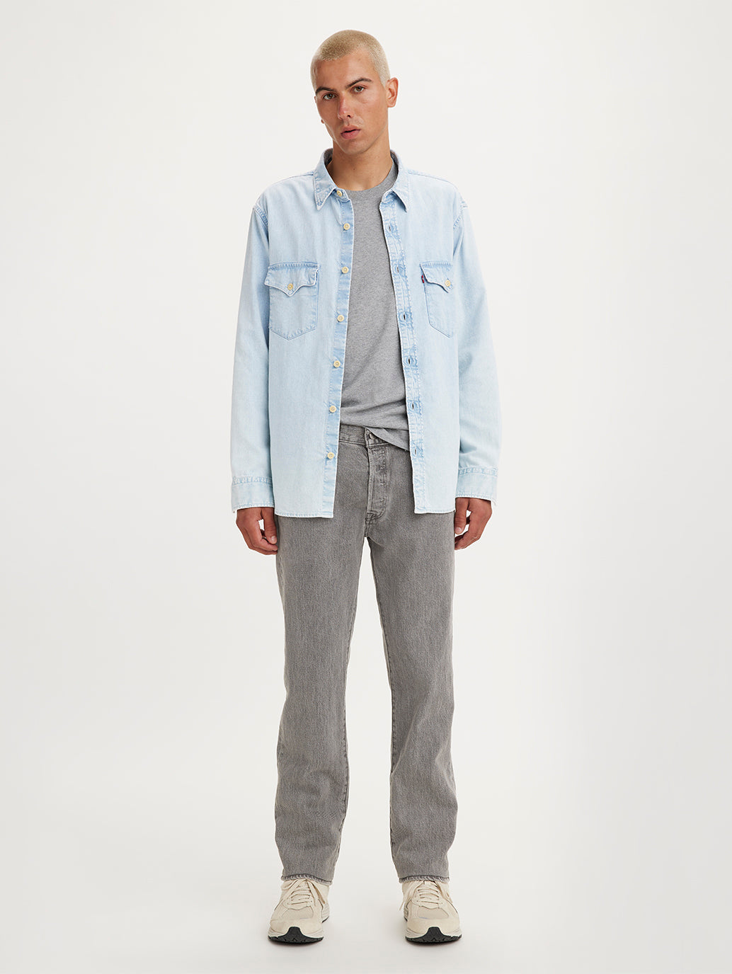Men's 501 Grey Straight Fit Mid Rise Jeans