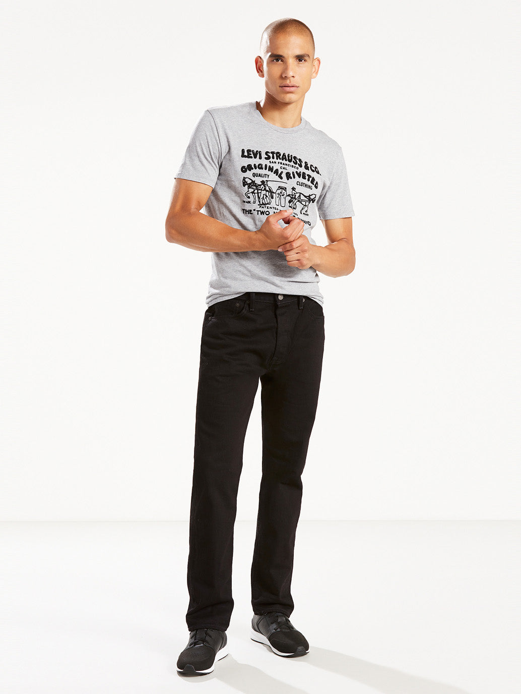 Men's 501 Black Straight Fit Mid Rise Jeans