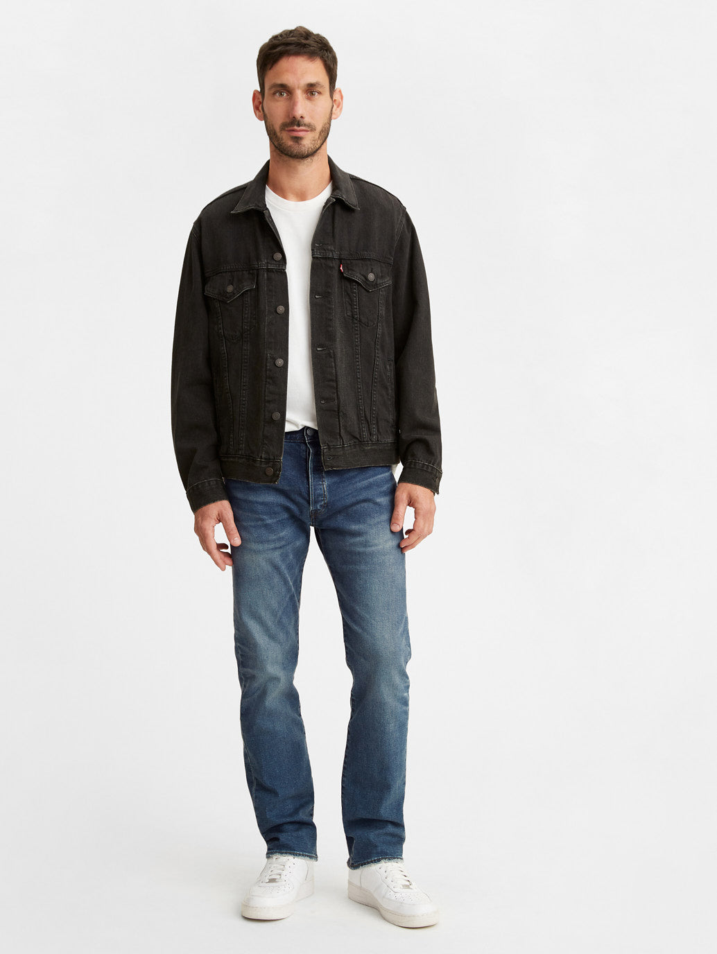 Men's 501 Blue Straight Fit Mid Rise Jeans