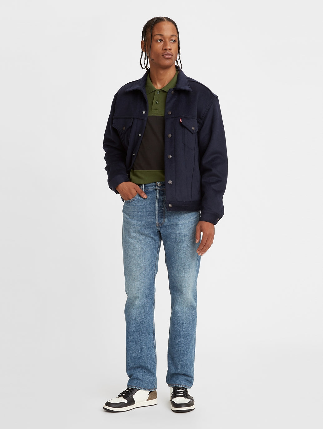 Men's 501 Blue Straight Fit Mid Rise Jeans