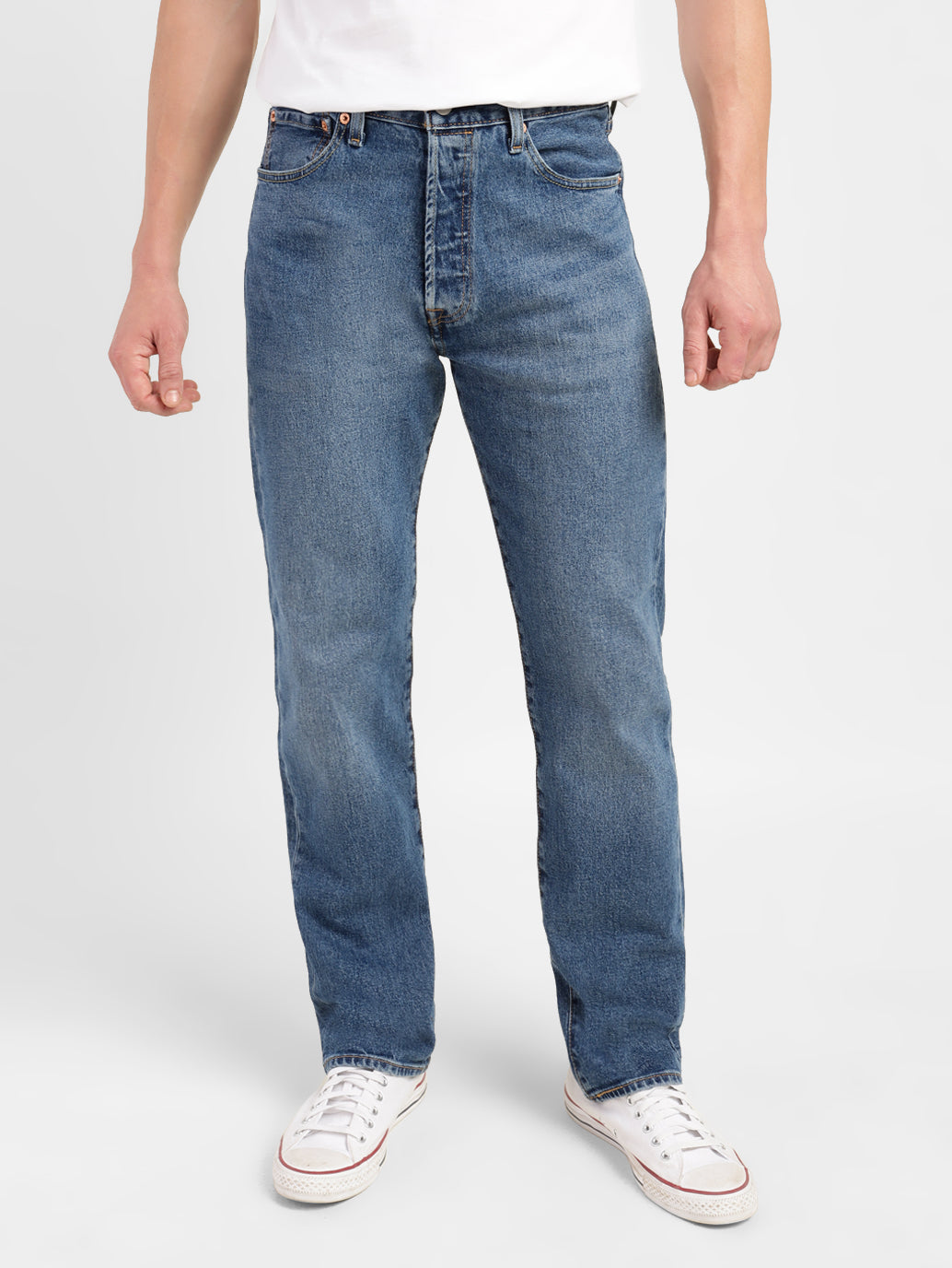 Men's 501 Blue Straight Fit Mid Rise Jeans