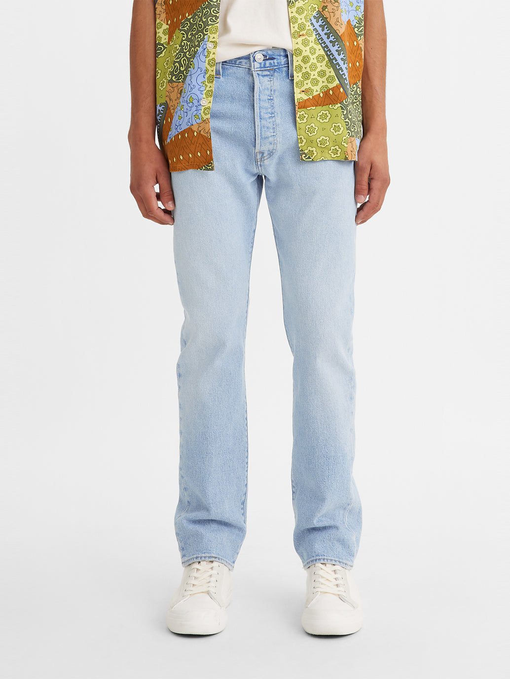 Men's 501 Blue Straight Fit Mid Rise Jeans