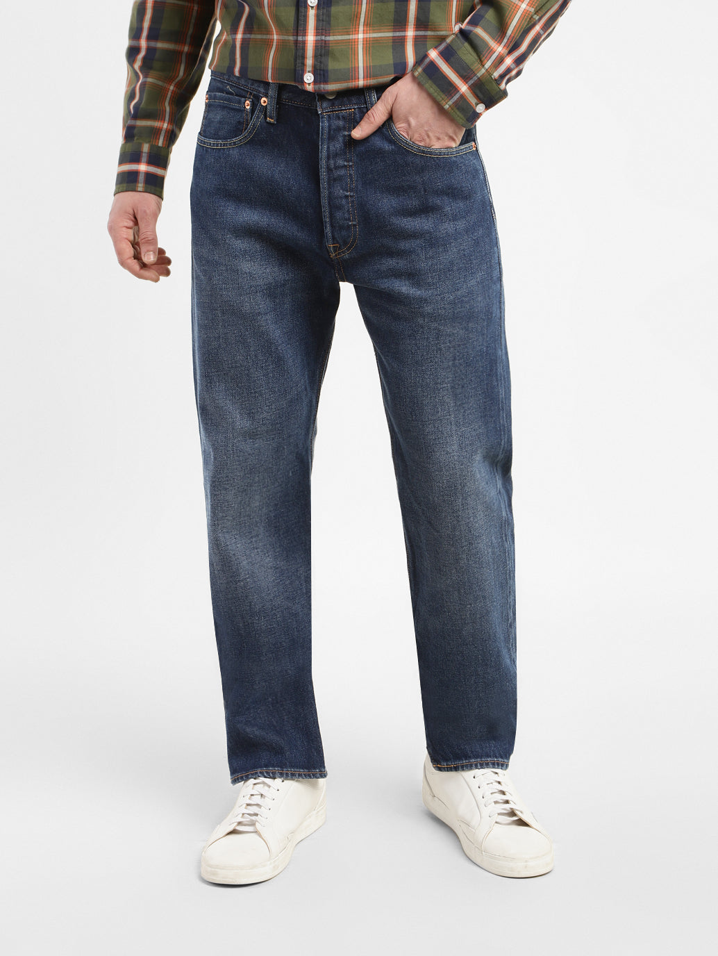 Men's 501 Blue Straight Fit Mid Rise Jeans - 52eda860-3528-4efa-bbab-ca8d7d8d7f1e View