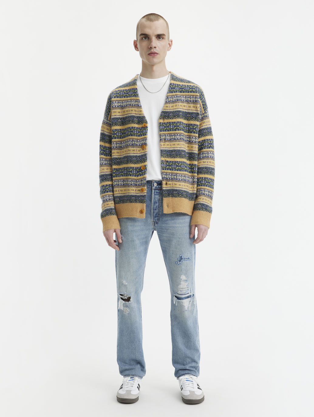 Men's 501 Blue Straight Fit Mid Rise Jeans