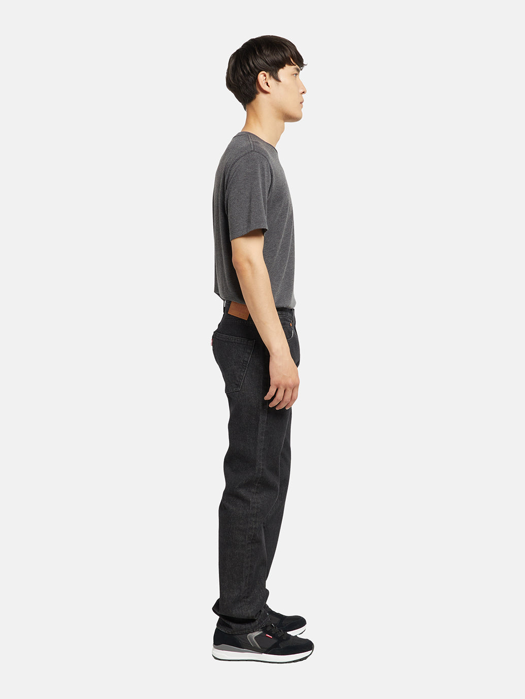 Men's 501 Black Straight Fit Mid Rise Jeans - Side View