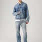 Men's 501 Blue Straight Fit Mid Rise Jeans - Styleshot View