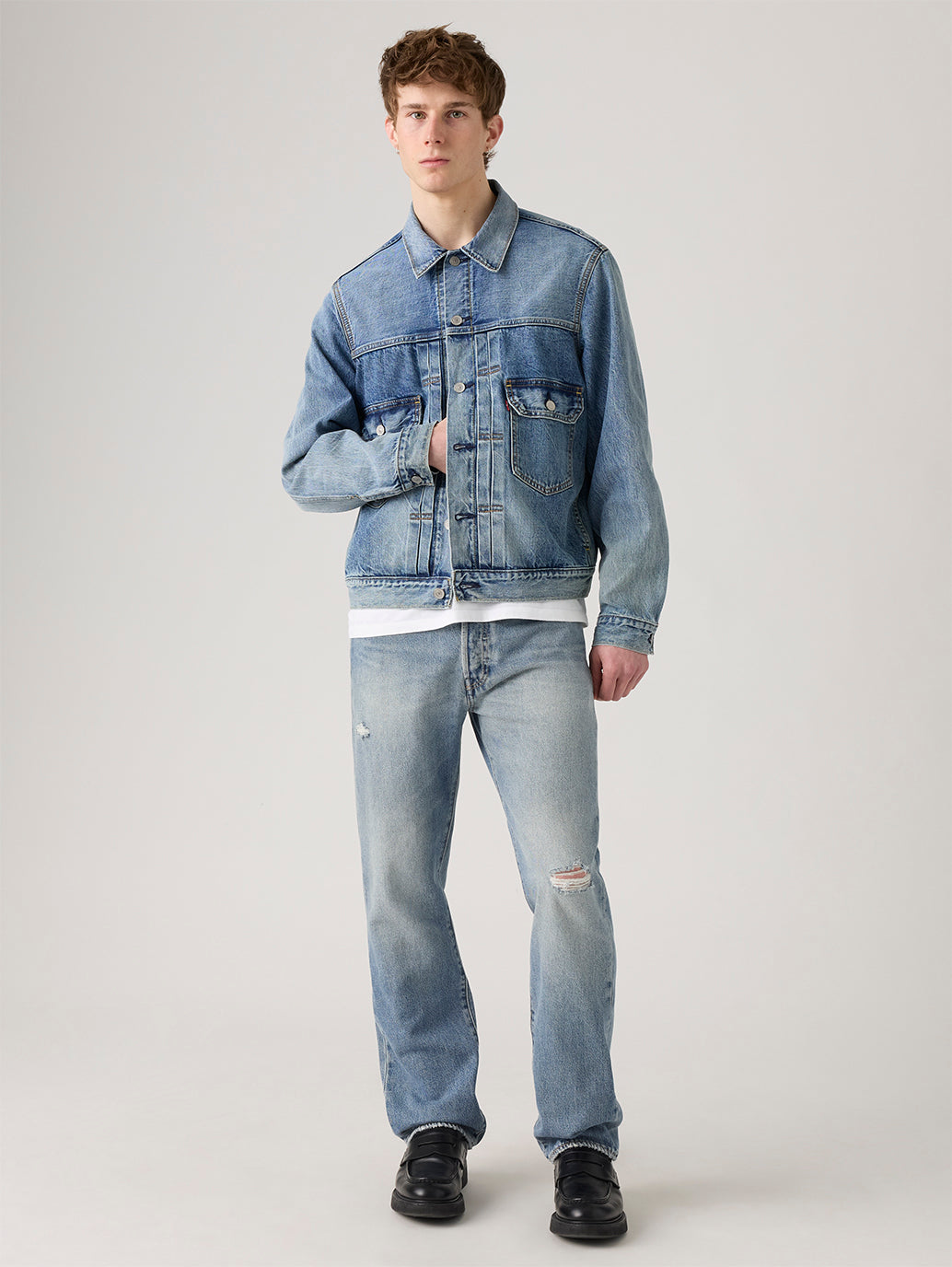 Men's 501 Blue Straight Fit Mid Rise Jeans