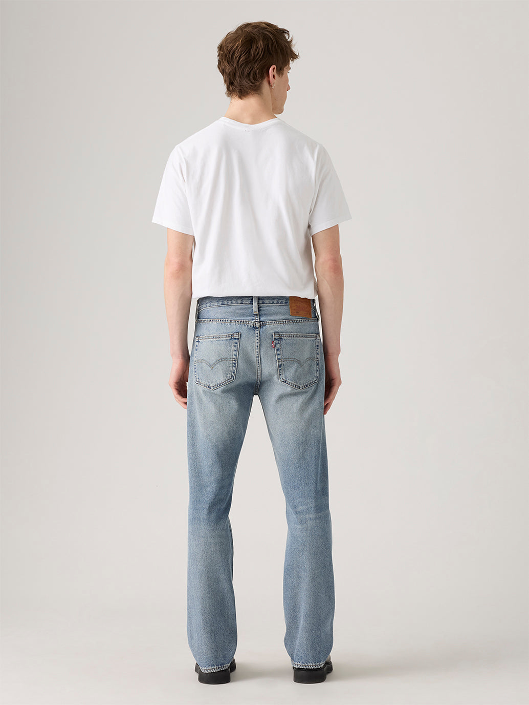 Men's 501 Blue Straight Fit Mid Rise Jeans - Back View