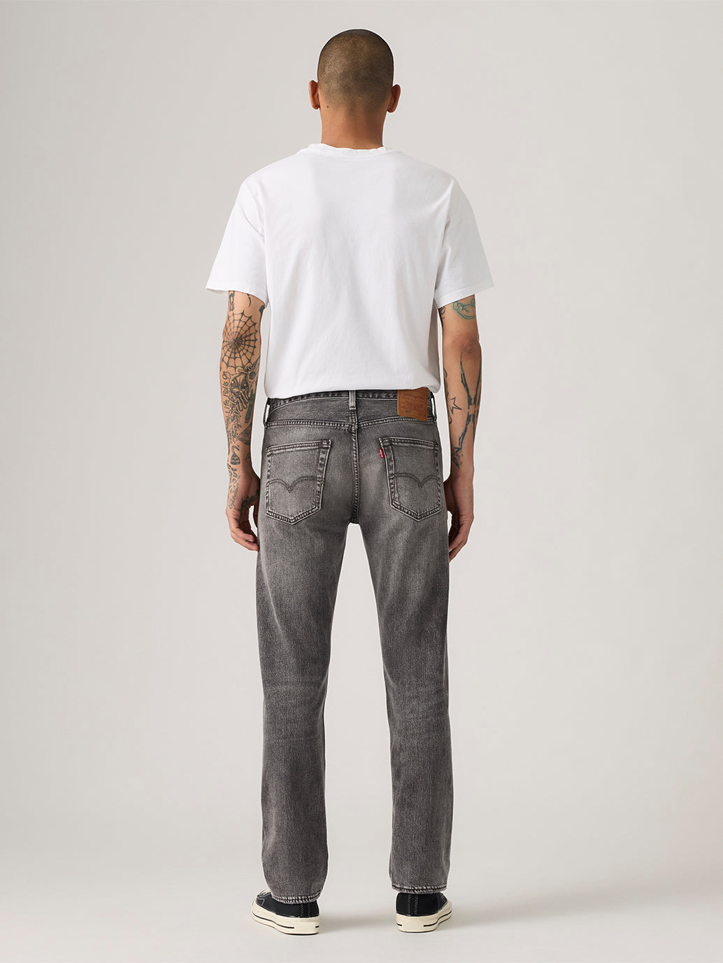 Men's 501 Grey Straight Fit Mid Rise Jeans - Back View