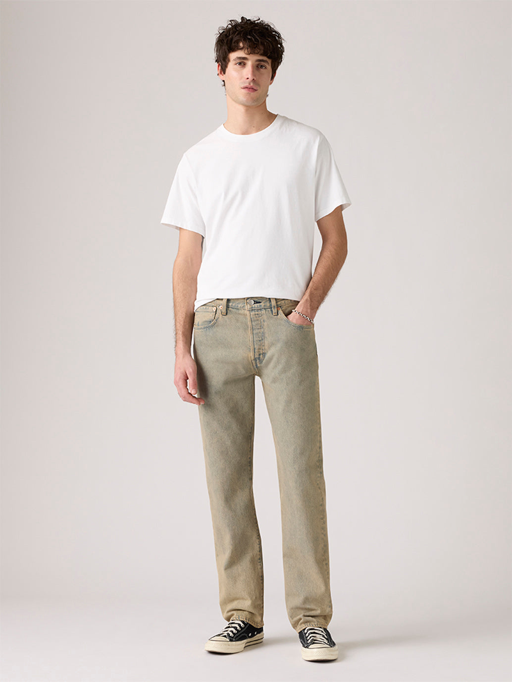 Men's Tinted 501 Grey Straight Fit Mid Rise Jeans - Front View