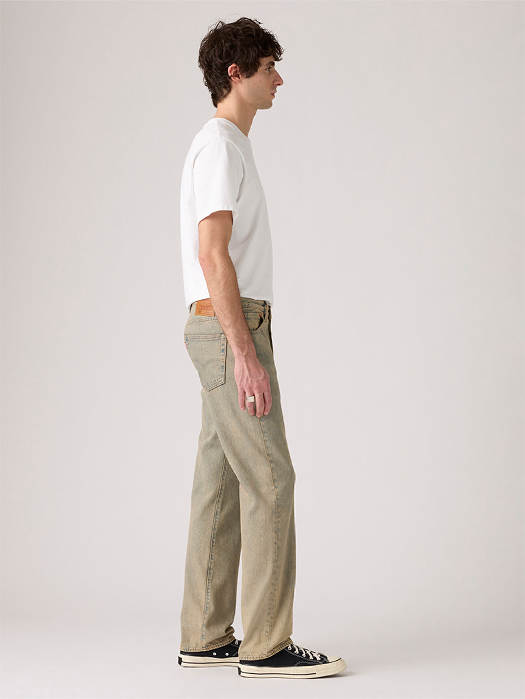 Men's Tinted 501 Grey Straight Fit Mid Rise Jeans - Side View