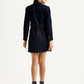 Women's Solid Dark Blue Notched Lapel Dress - Back View