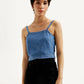 Women's Solid Blue Denim Cami Top - Styleshot View