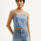 Women's Solid Light Blue Denim Cami Top - Styleshot View