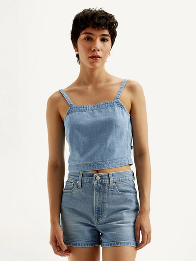 Women's Solid Light Blue Denim Cami Top