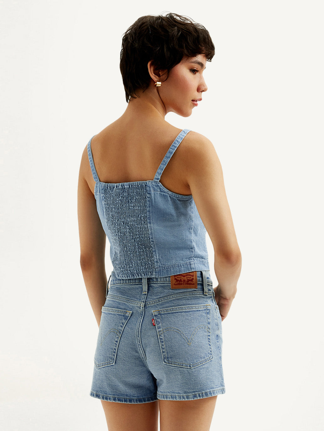 Women's Solid Light Blue Denim Cami Top - Back View