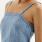 Women's Solid Light Blue Denim Cami Top - Detail View
