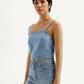 Women's Solid Light Blue Denim Cami Top - Side View