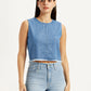 Women's Solid Blue Round Neck Top - Front View