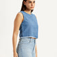 Women's Solid Blue Round Neck Top - Side View