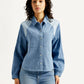 Women's Solid Relaxed Fit Denim Shirt - Front View