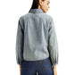 Women's Solid Light Blue Relaxed Fit Denim Shirt - Back View