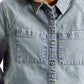 Women's Solid Light Blue Relaxed Fit Denim Shirt - Detail View