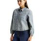 Women's Solid Light Blue Relaxed Fit Denim Shirt - Side View