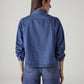 Women's Solid Relaxed Fit Denim Shirt - Back View