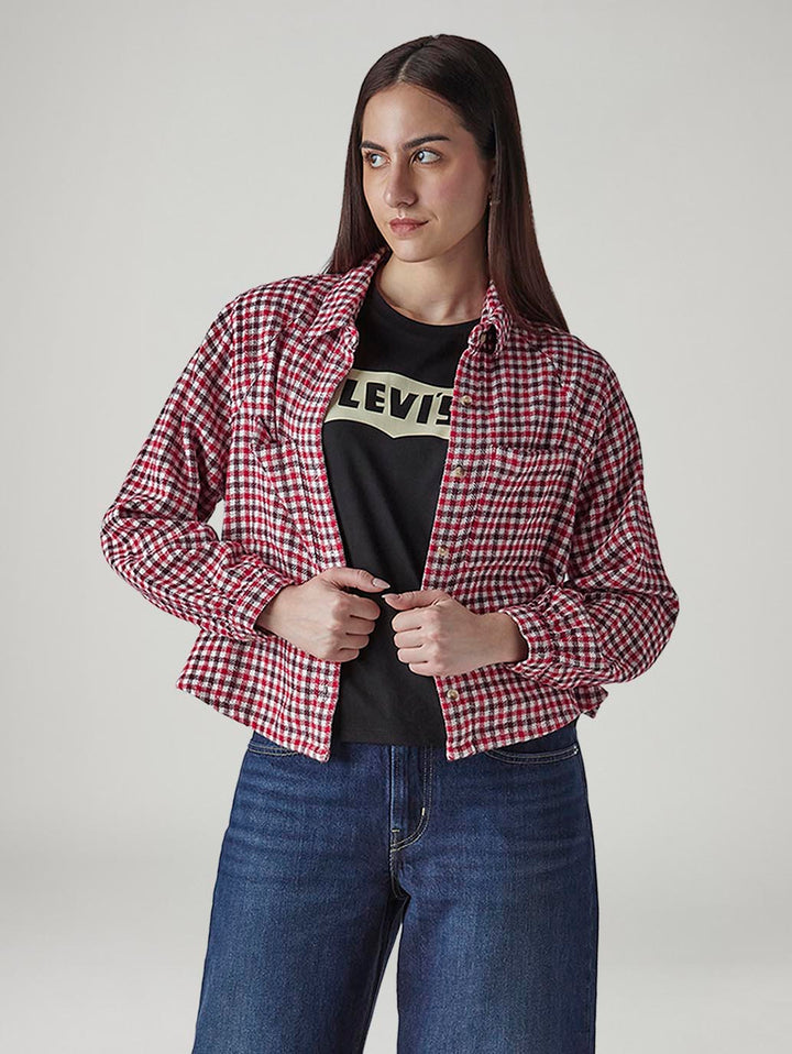 Women's Gingham Relaxed Fit Overshirt