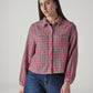 Women's Gingham Relaxed Fit Overshirt - Front View