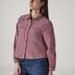 Women's Gingham Relaxed Fit Overshirt - Side View