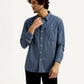 Men's Solid Blue Slim Fit Shirt - Styleshot View