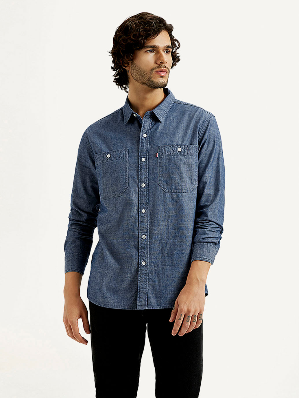 Men's Solid Blue Slim Fit Shirt