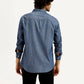Men's Solid Blue Slim Fit Shirt - Back View