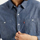Men's Solid Blue Slim Fit Shirt - Detail View