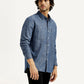 Men's Solid Blue Slim Fit Shirt - Side View