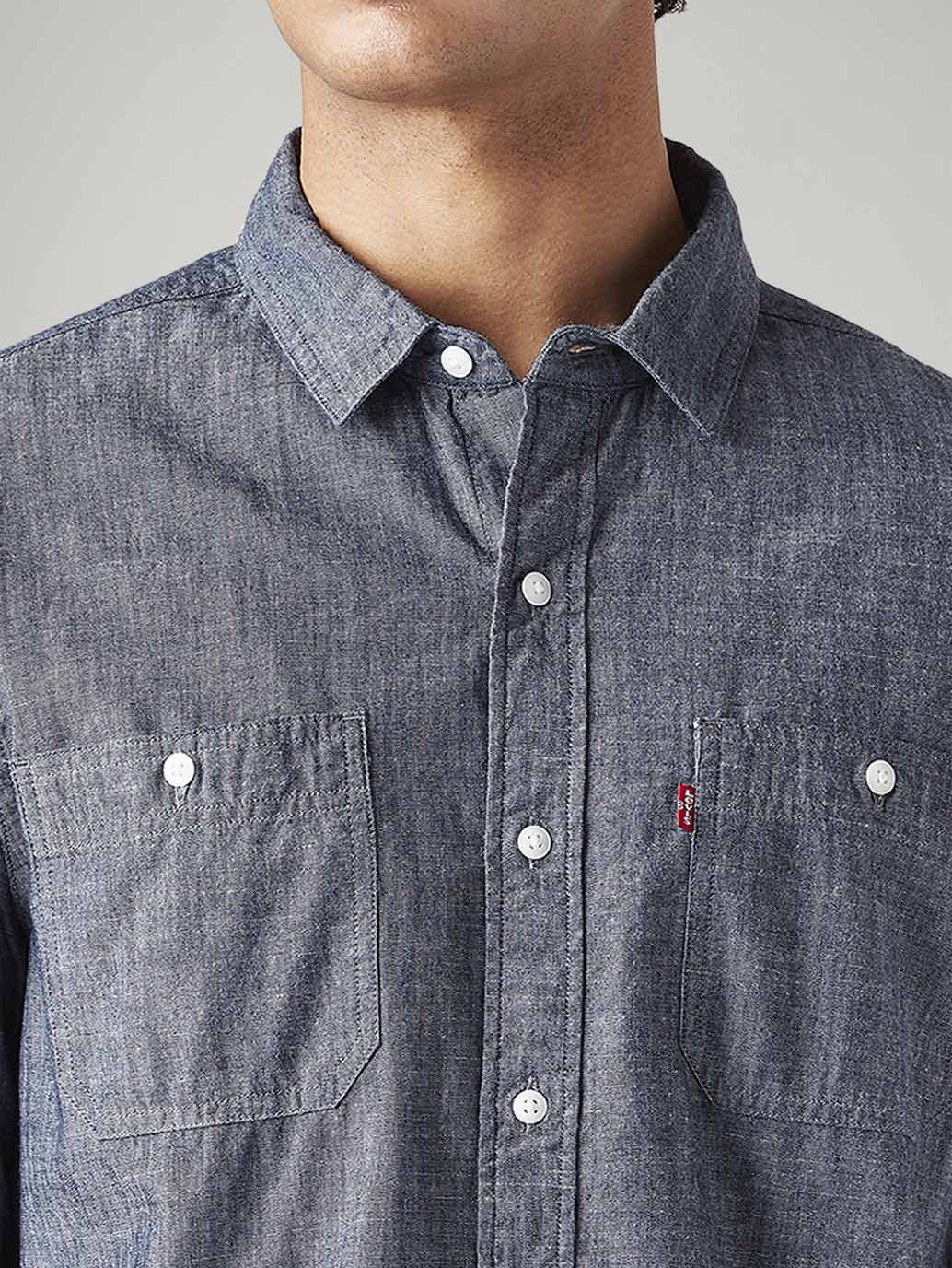 Men's Solid Slim Fit Shirt - Detail View